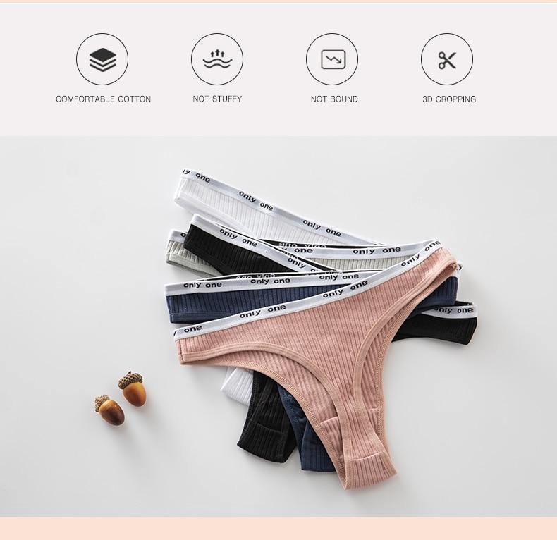 3 Pack Women's Cotton G-String Thong Panties String Briefs Sexy Lingerie Intimate Letter Low-Rise Underwear The Clothing Company Sydney