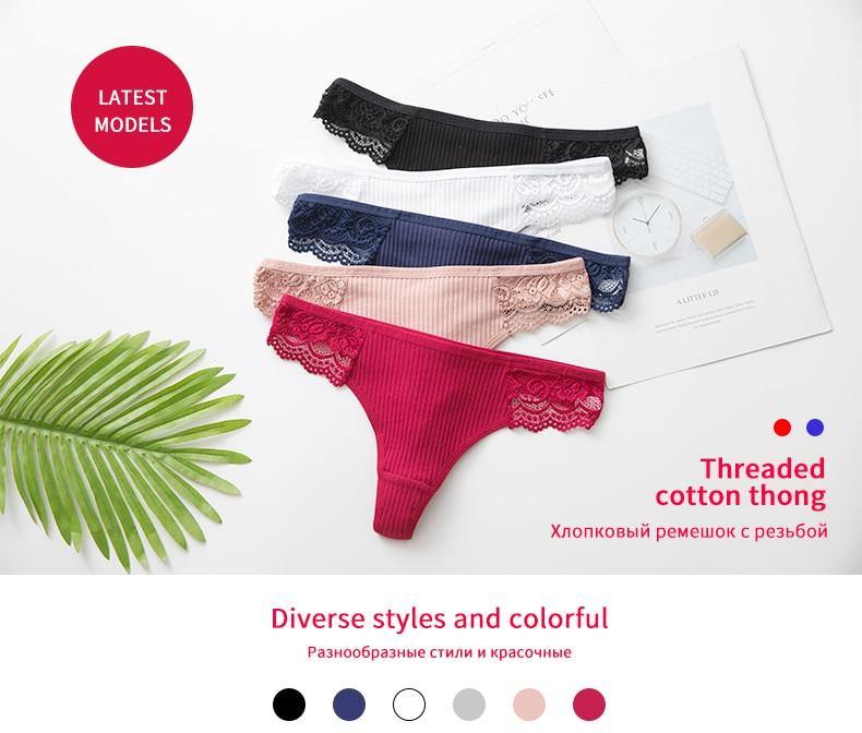 3 Pack Women's Cotton G-String Thong Panties String Briefs Sexy Lingerie Intimate Letter Low-Rise Underwear The Clothing Company Sydney