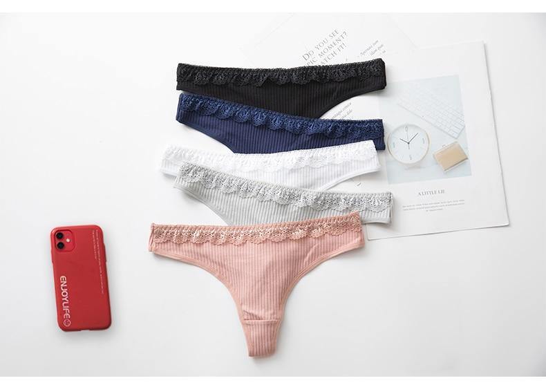 3 Pack Women's Cotton G-String Thong Panties String Briefs Sexy Lingerie Intimate Letter Low-Rise Underwear The Clothing Company Sydney