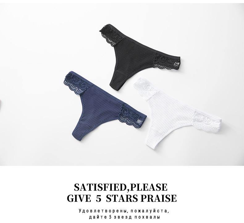 3 Pack Women's Cotton G-String Thong Panties String Briefs Sexy Lingerie Intimate Letter Low-Rise Underwear The Clothing Company Sydney