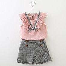 2 Piece Girls Clothing Sets New Summer Sleeveless T-shirt+Print Bow Skirt Shorts for Kids Clothing Sets Outfit The Clothing Company Sydney