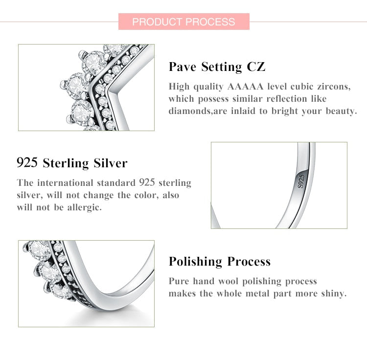 Fashion 925 Sterling Zircon Crown Finger Classic Stackable Silver Jewellery Ring The Clothing Company Sydney