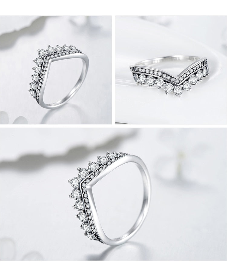 Fashion 925 Sterling Zircon Crown Finger Classic Stackable Silver Jewellery Ring The Clothing Company Sydney