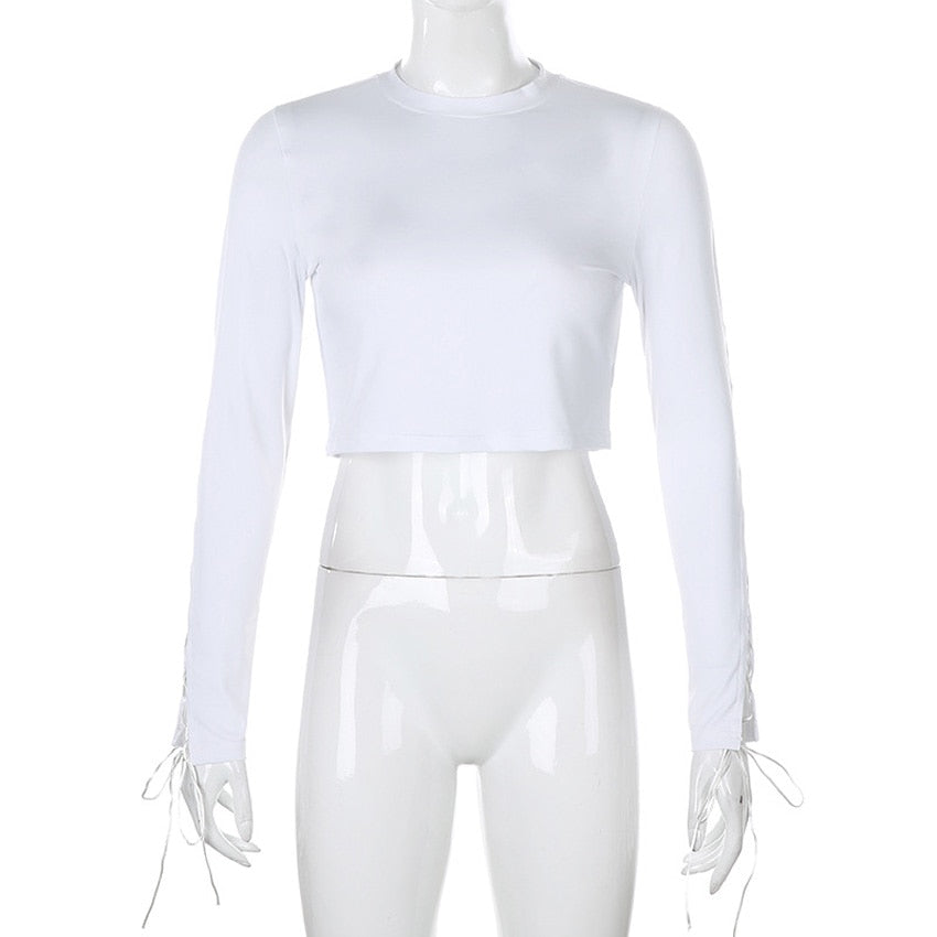 Tie Dye Print Tops Tee Bandage Long Sleeve Sexy Streetwear Summer Clothes Drawstring Slim T Shirt The Clothing Company Sydney