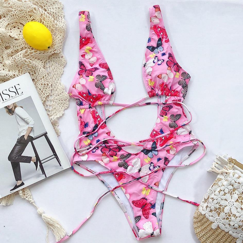 Snake Print Swimsuit One Piece Swimwear Leopard Bathing Suit Woman Bandage Swimming Wear Monokini The Clothing Company Sydney