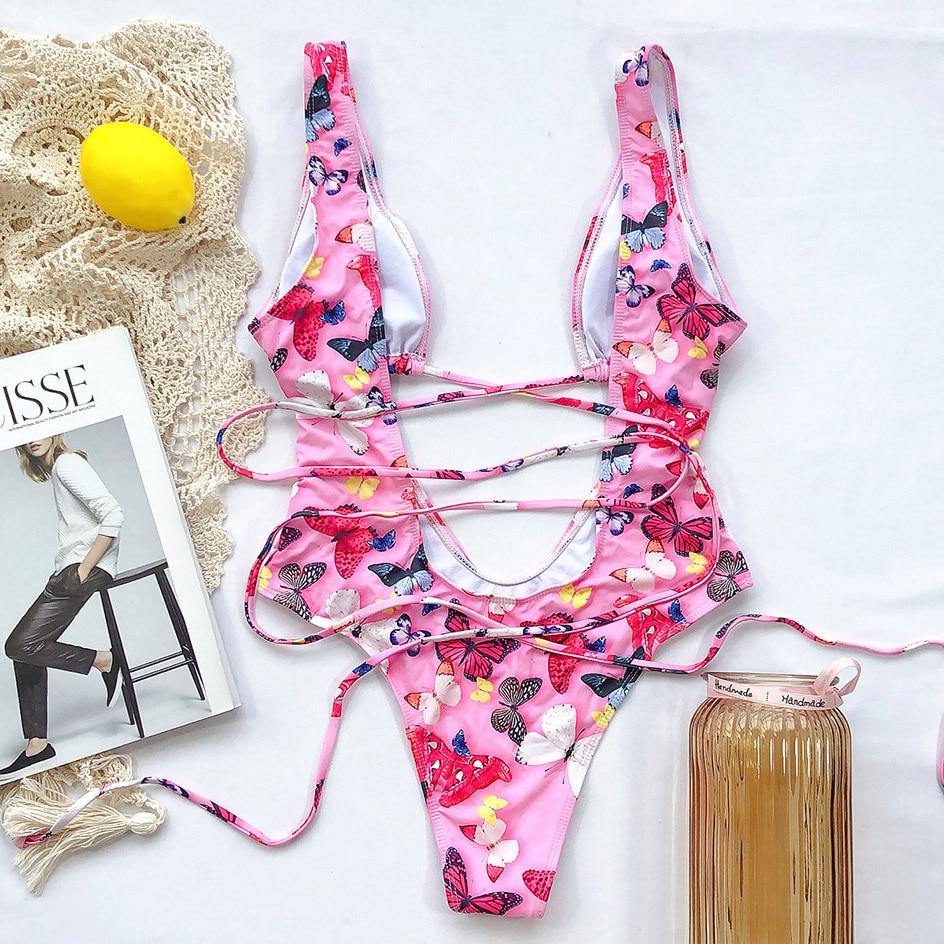 Snake Print Swimsuit One Piece Swimwear Leopard Bathing Suit Woman Bandage Swimming Wear Monokini The Clothing Company Sydney