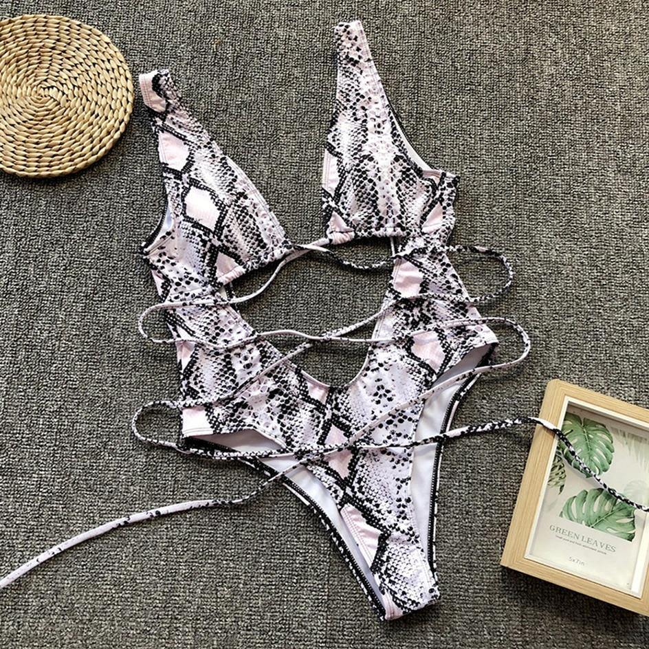 Snake Print Swimsuit One Piece Swimwear Leopard Bathing Suit Woman Bandage Swimming Wear Monokini The Clothing Company Sydney