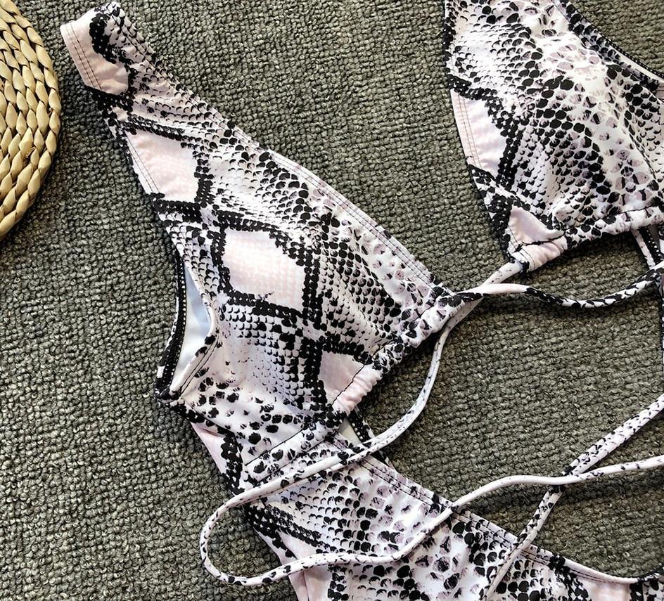 Snake Print Swimsuit One Piece Swimwear Leopard Bathing Suit Woman Bandage Swimming Wear Monokini The Clothing Company Sydney