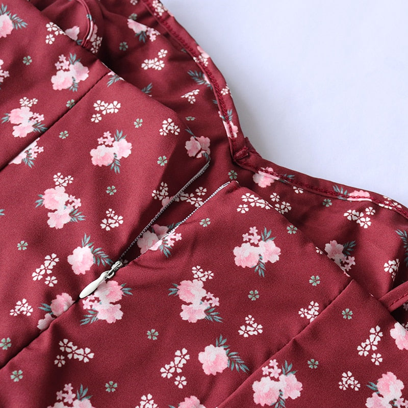 Wine Floral Dress Women Prairie Chic Spaghetti Strap Backless Chest Draped Lace Up Side Split Sexy Long Dress The Clothing Company Sydney