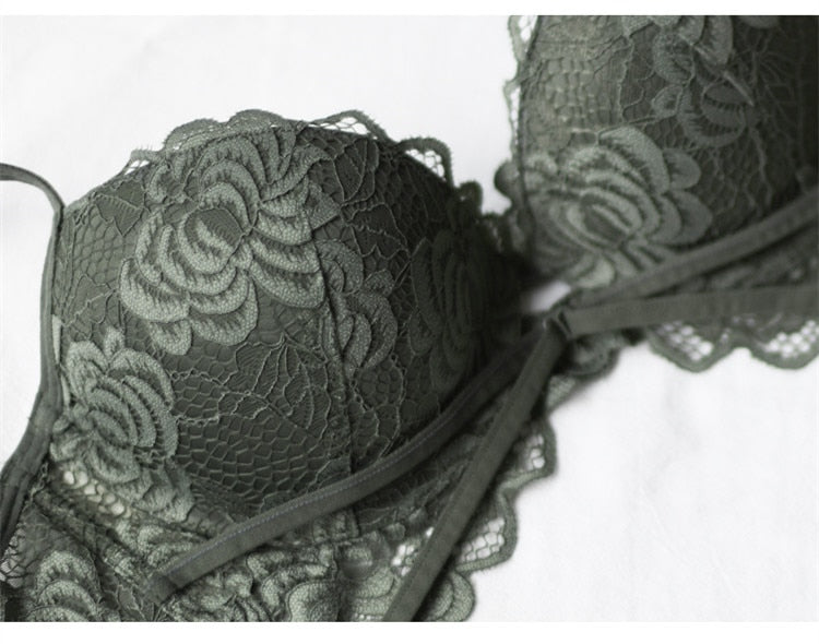 2 Piece Push Up Bra Deep V Brassiere Thick Cotton Women Underwear Lace Embroidered Lingerie Set The Clothing Company Sydney