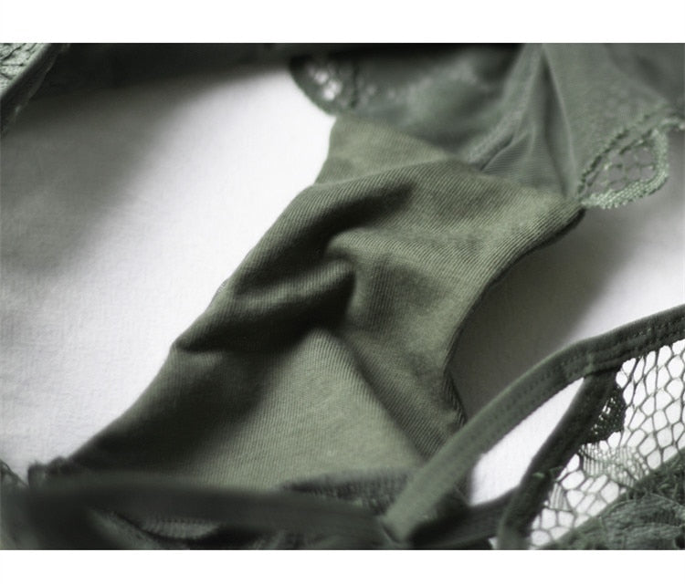 2 Piece Push Up Bra Deep V Brassiere Thick Cotton Women Underwear Lace Embroidered Lingerie Set The Clothing Company Sydney