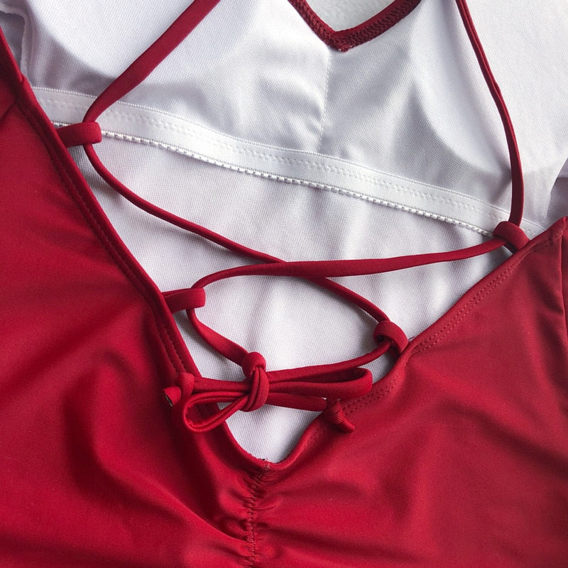 V Neck One Piece Swimsuit Backless Monokini  Bather Plus size High cut Bathing Suit Swim Bodysuit Swimwear The Clothing Company Sydney