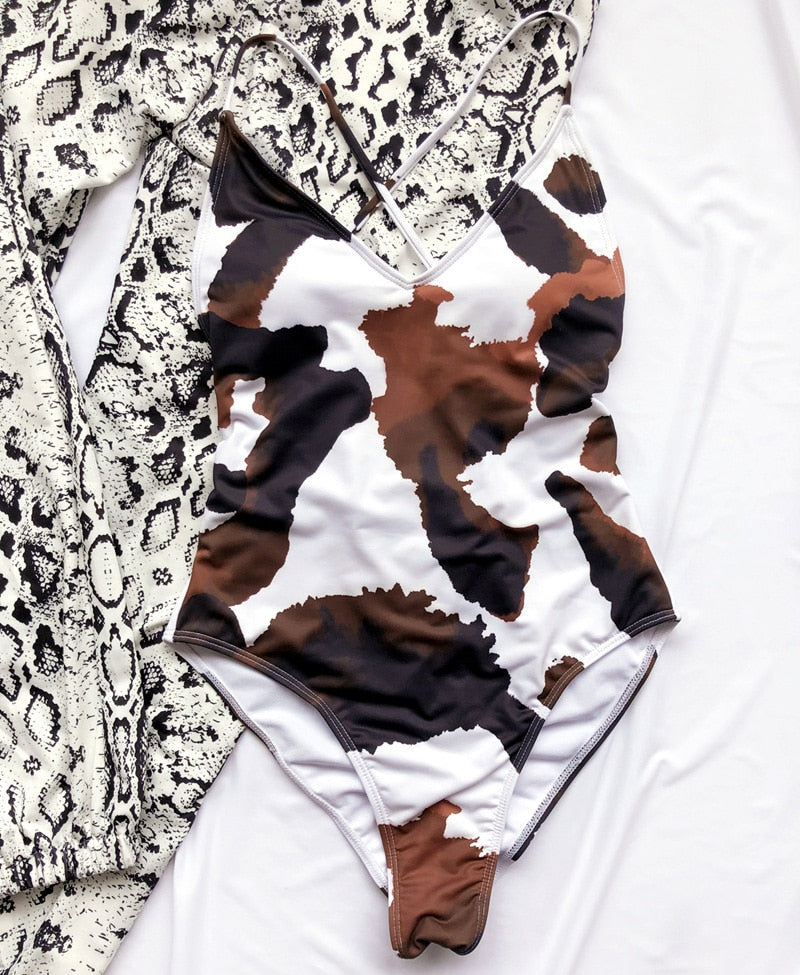 V Neck One Piece Swimsuit Backless Monokini  Bather Plus size High cut Bathing Suit Swim Bodysuit Swimwear The Clothing Company Sydney