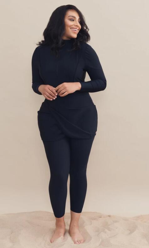 2 Piece Long sleeve solid black Swimwear Full Body Swimsuit The Clothing Company Sydney