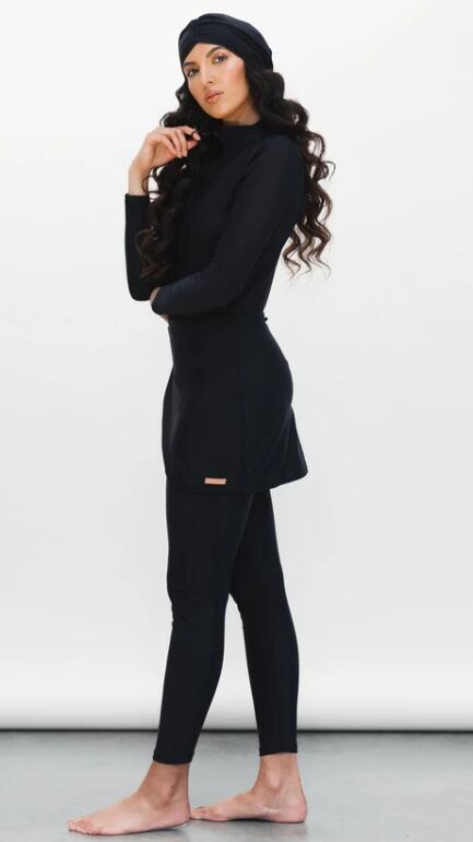 2 Piece Long sleeve solid black Swimwear Full Body Swimsuit The Clothing Company Sydney