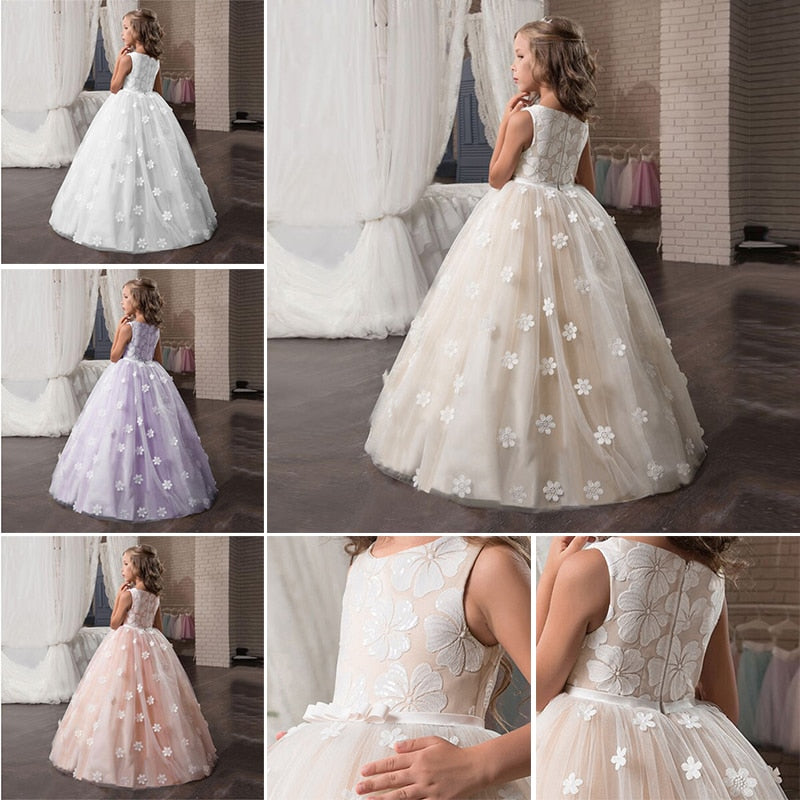 Fancy Flower Long Prom Gowns Teenagers Girls Children Party Kids Evening Formal Flower Girl Bridesmaid Wedding Dress The Clothing Company Sydney
