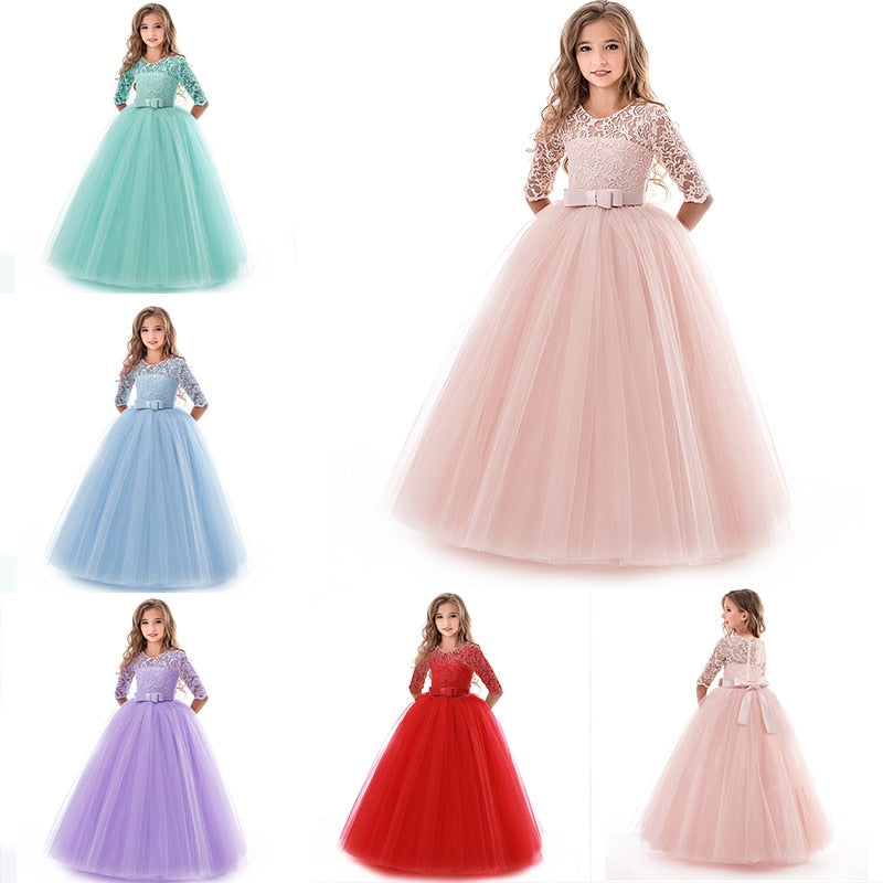 Fancy Flower Long Prom Gowns Teenagers Girls Children Party Kids Evening Formal Flower Girl Bridesmaid Wedding Dress The Clothing Company Sydney