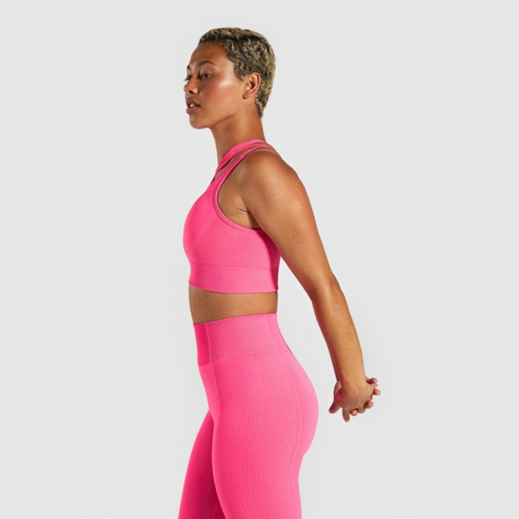 2 Piece Seamless Sports Bras Fitness Shorts Yoga Set Gym Breathable Stretch Sports Suit Running Training Wear The Clothing Company Sydney
