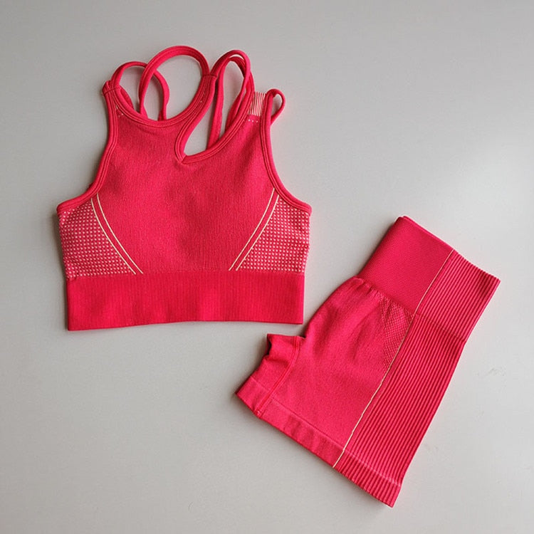 2 Piece Seamless Sports Bras Fitness Shorts Yoga Set Gym Breathable Stretch Sports Suit Running Training Wear The Clothing Company Sydney