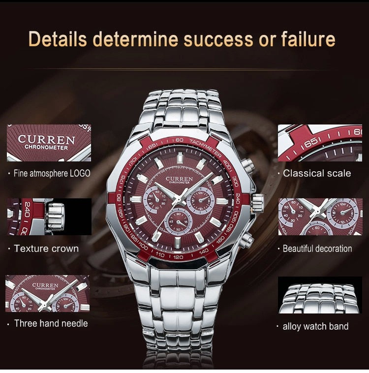 Luxury Casual Military Quartz Sports Wristwatch Full Steel Water Resistant Men's Watch The Clothing Company Sydney