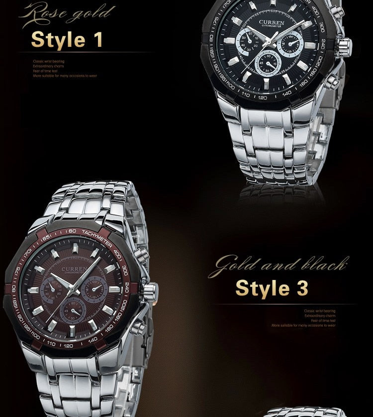 Luxury Casual Military Quartz Sports Wristwatch Full Steel Water Resistant Men's Watch The Clothing Company Sydney