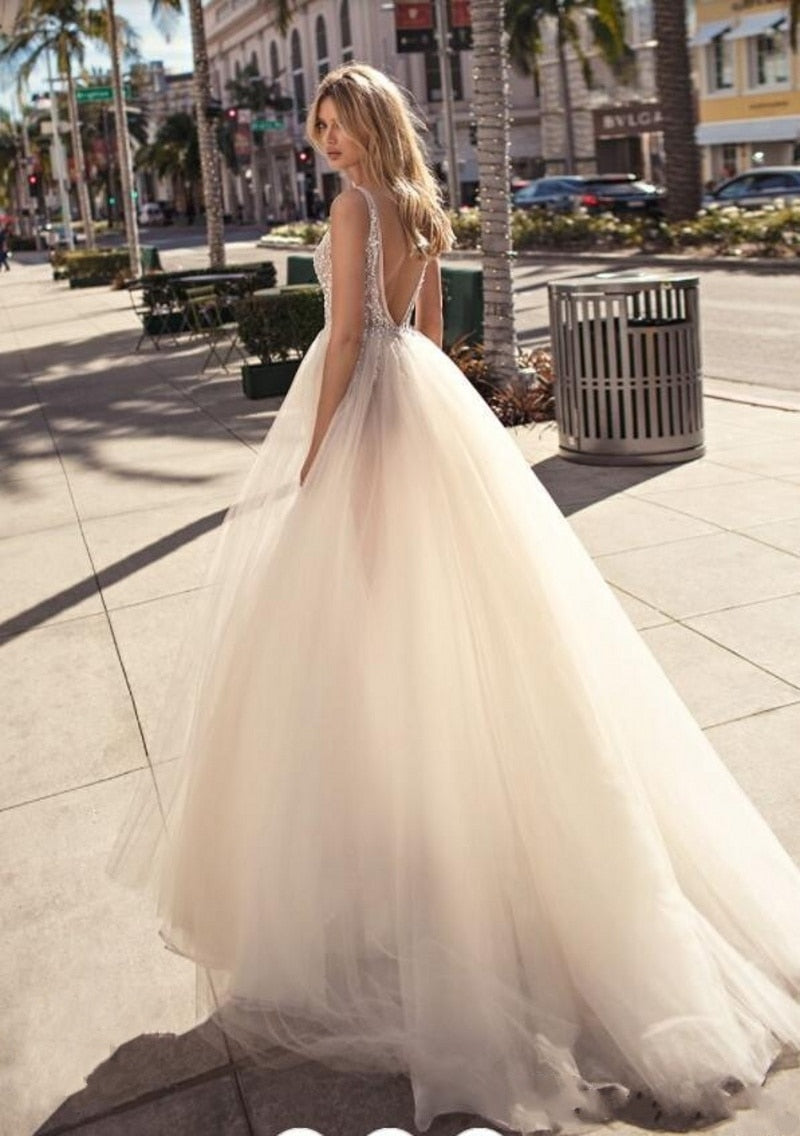 Tulle Evening Gown Backless V-Neck High Split Prom Party Gowns Custom Made Special Occasion Dresses The Clothing Company Sydney