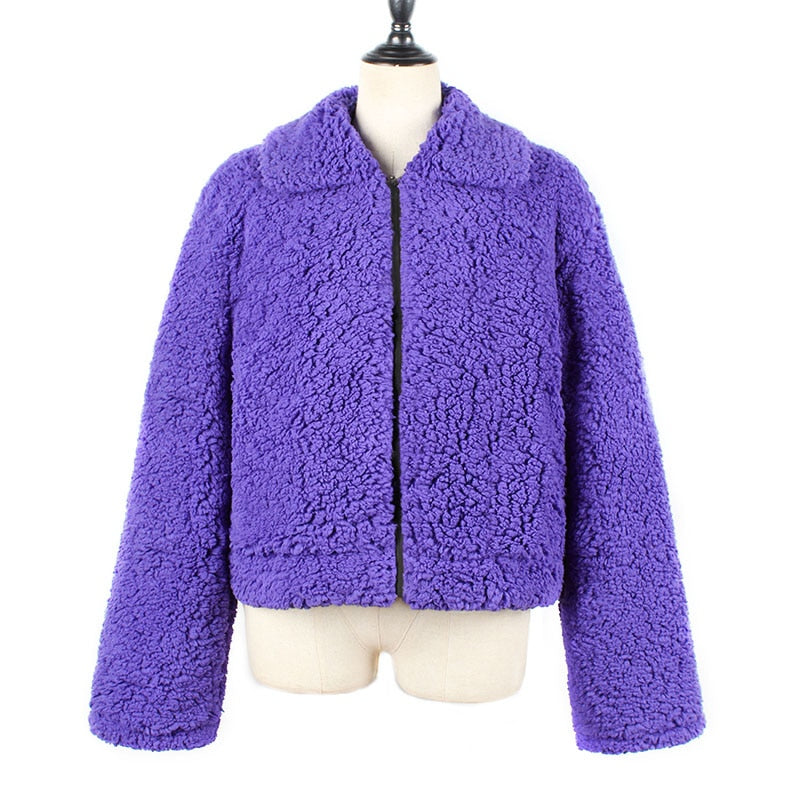 Faux Fur Coat Autumn Elegant Loose Thin Outwear Zipper Overcoat Teddy Jacket The Clothing Company Sydney