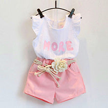 2 Piece Girls Clothing Sets New Summer Sleeveless T-shirt+Print Bow Skirt Shorts for Kids Clothing Sets Outfit The Clothing Company Sydney