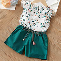 2 Piece Girls Clothing Sets New Summer Sleeveless T-shirt+Print Bow Skirt Shorts for Kids Clothing Sets Outfit The Clothing Company Sydney