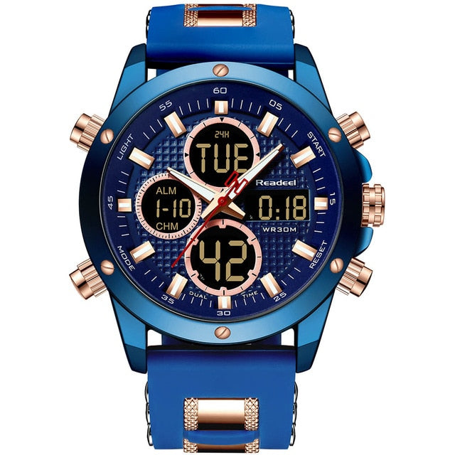 Mens Top Brand Luxury Chronograph Gold Men Watch Quartz Digital Led Sport Watch Waterproof Wristwatch The Clothing Company Sydney