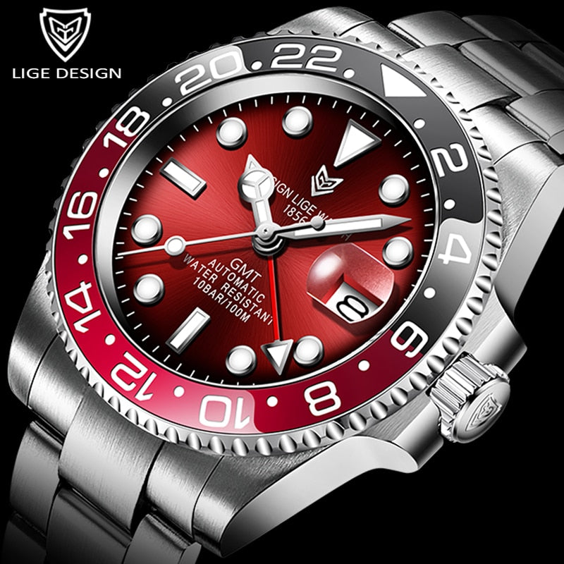 Designer Men's GMT Automatic Mechanical Ceramic Bezel 316L Stainless Steel 100ATM Clock Sapphire Glass Watch The Clothing Company Sydney