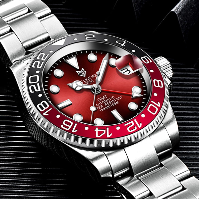 Designer Men's GMT Automatic Mechanical Ceramic Bezel 316L Stainless Steel 100ATM Clock Sapphire Glass Watch The Clothing Company Sydney