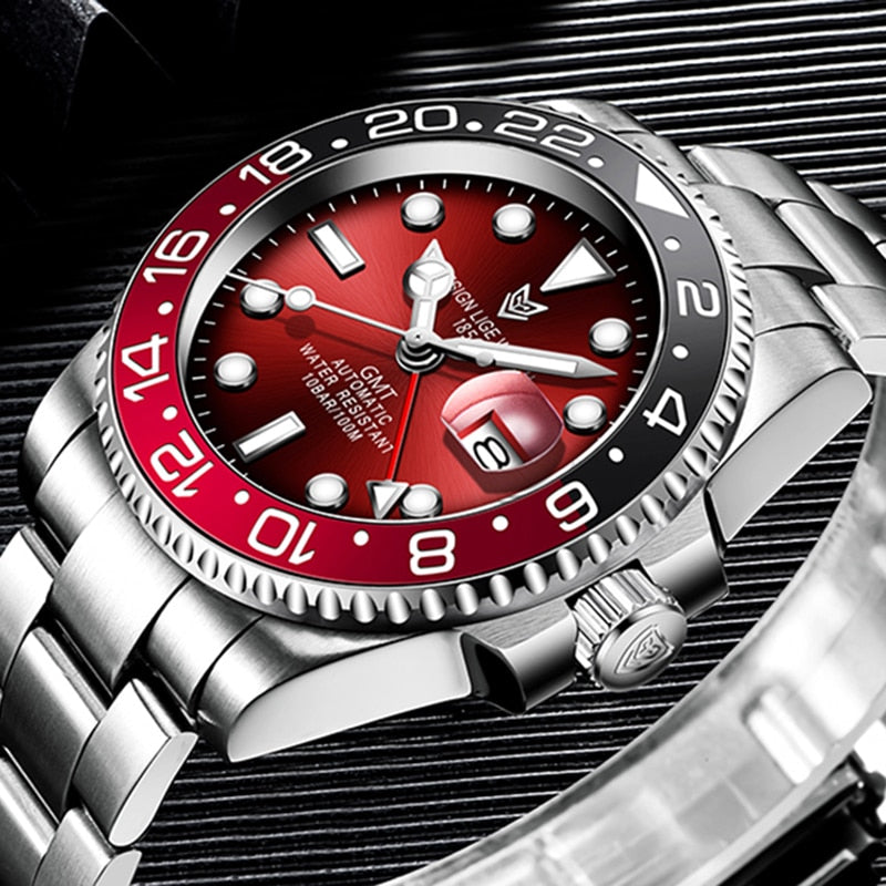 Designer Men's GMT Automatic Mechanical Ceramic Bezel 316L Stainless Steel 100ATM Clock Sapphire Glass Watch The Clothing Company Sydney