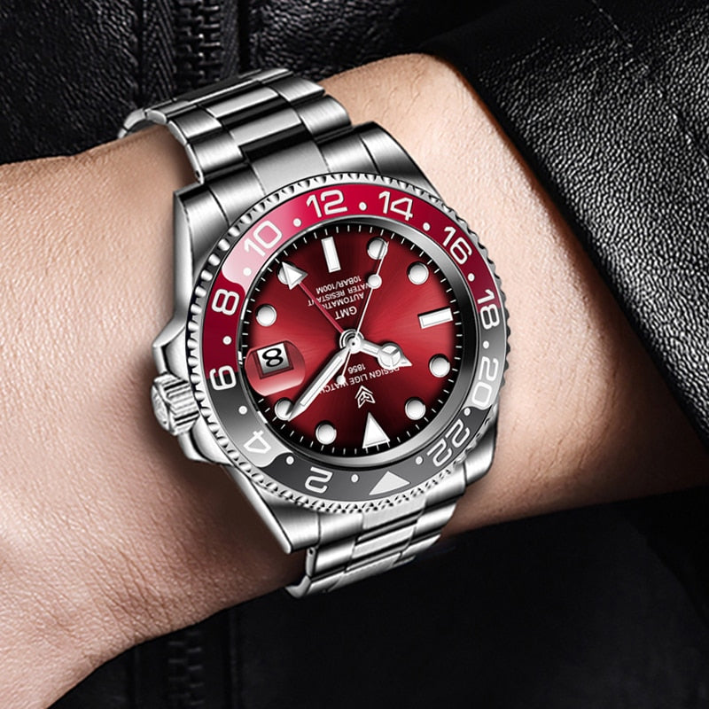 Designer Men's GMT Automatic Mechanical Ceramic Bezel 316L Stainless Steel 100ATM Clock Sapphire Glass Watch The Clothing Company Sydney