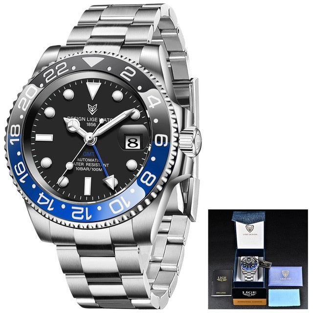 Designer Men's GMT Automatic Mechanical Ceramic Bezel 316L Stainless Steel 100ATM Clock Sapphire Glass Watch The Clothing Company Sydney