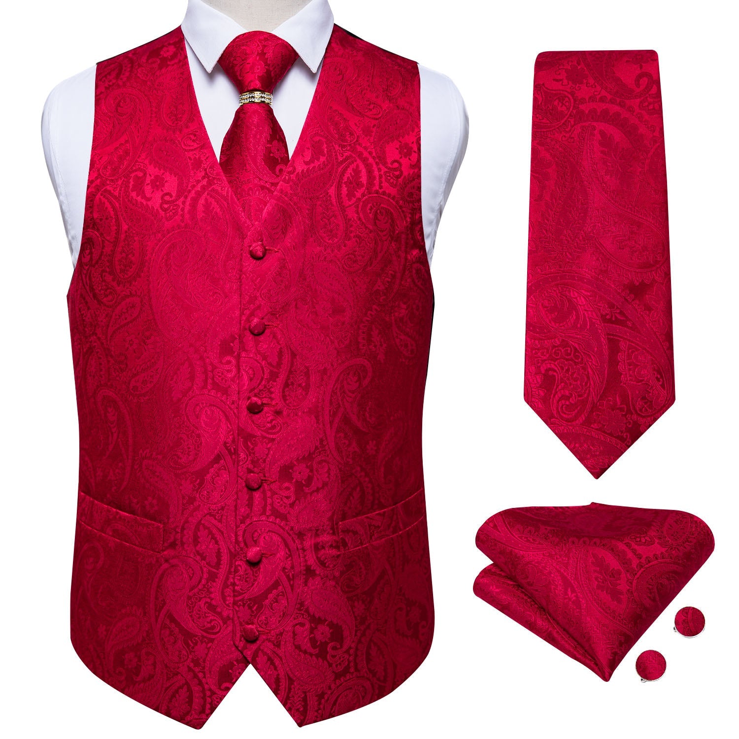 Mens Suit Vest Waistcoat Formal Wedding Groom Sleeveless Vest Hanky Necktie Set The Clothing Company Sydney
