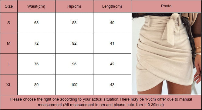 Casual Solid Suede Bodycon Pencil Ladies Party Cocktail Lace-Up High Waist Sashes Mini Streetwear Skirt The Clothing Company Sydney