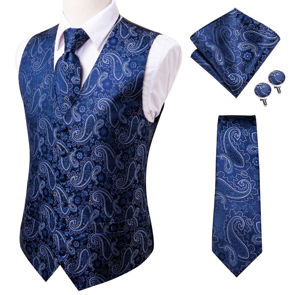 Men's Vests and Tie Business Formal Dresses Slim Vest 4piece Hanky cufflinks for Suit Blue Paisley Waistcoat The Clothing Company Sydney