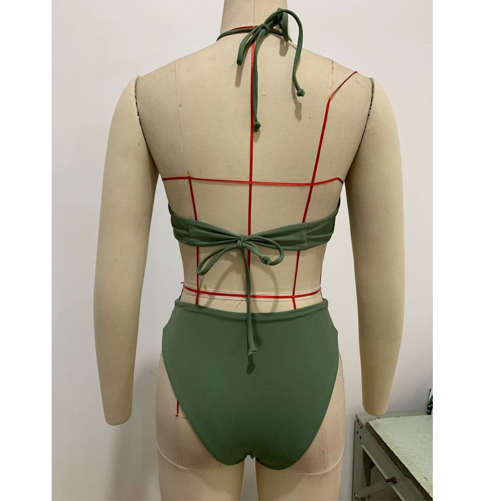 2 Piece Bandage Bathing Suit Swimwear Cut Out High Waist Bikini Cheeky Thong Bikinis New Swimsuit Bathers The Clothing Company Sydney
