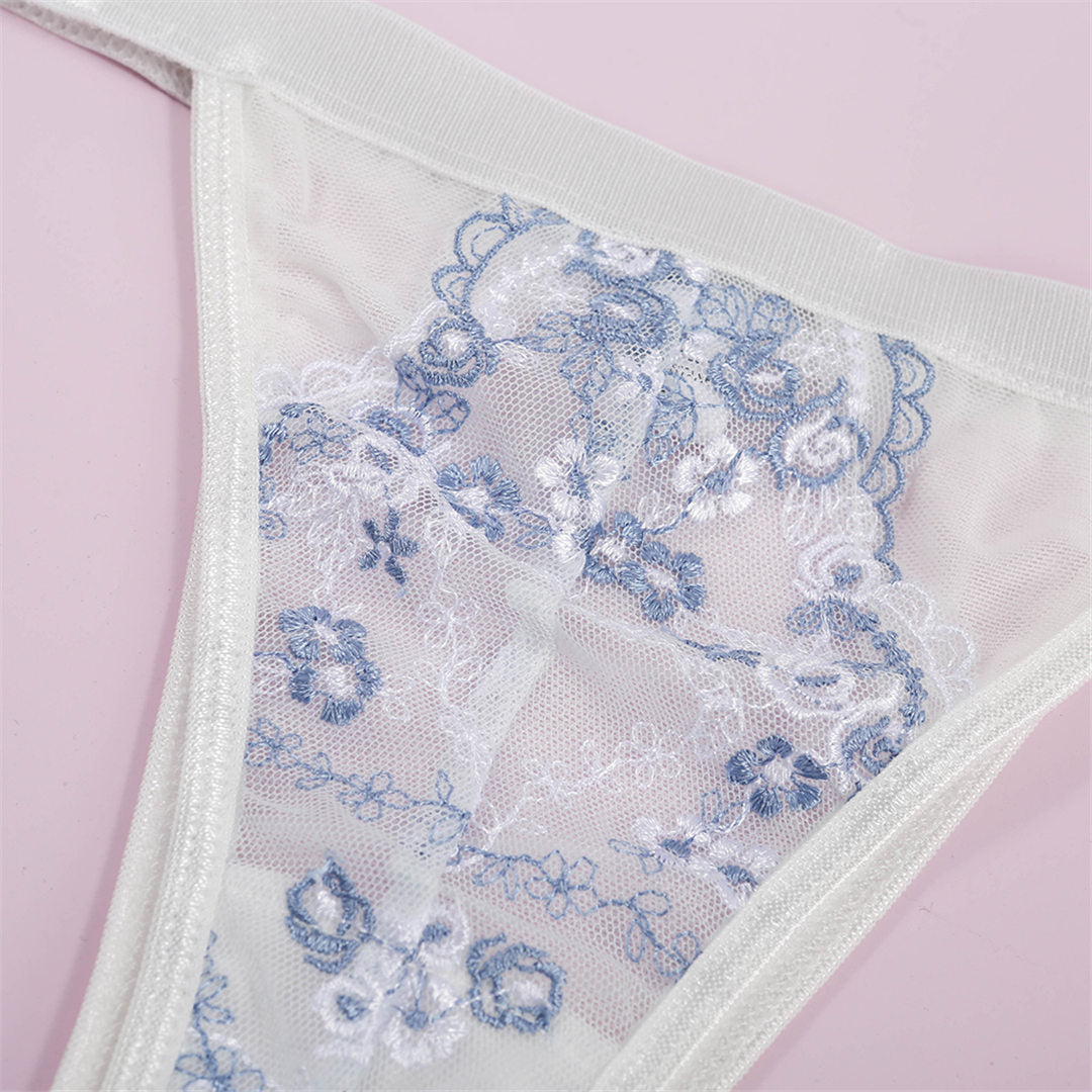 2 Piece Underwear Set Embroidery Lingerie Lace See Through Bra Set Transparent Mesh Lingerie Sexy Bra Set The Clothing Company Sydney