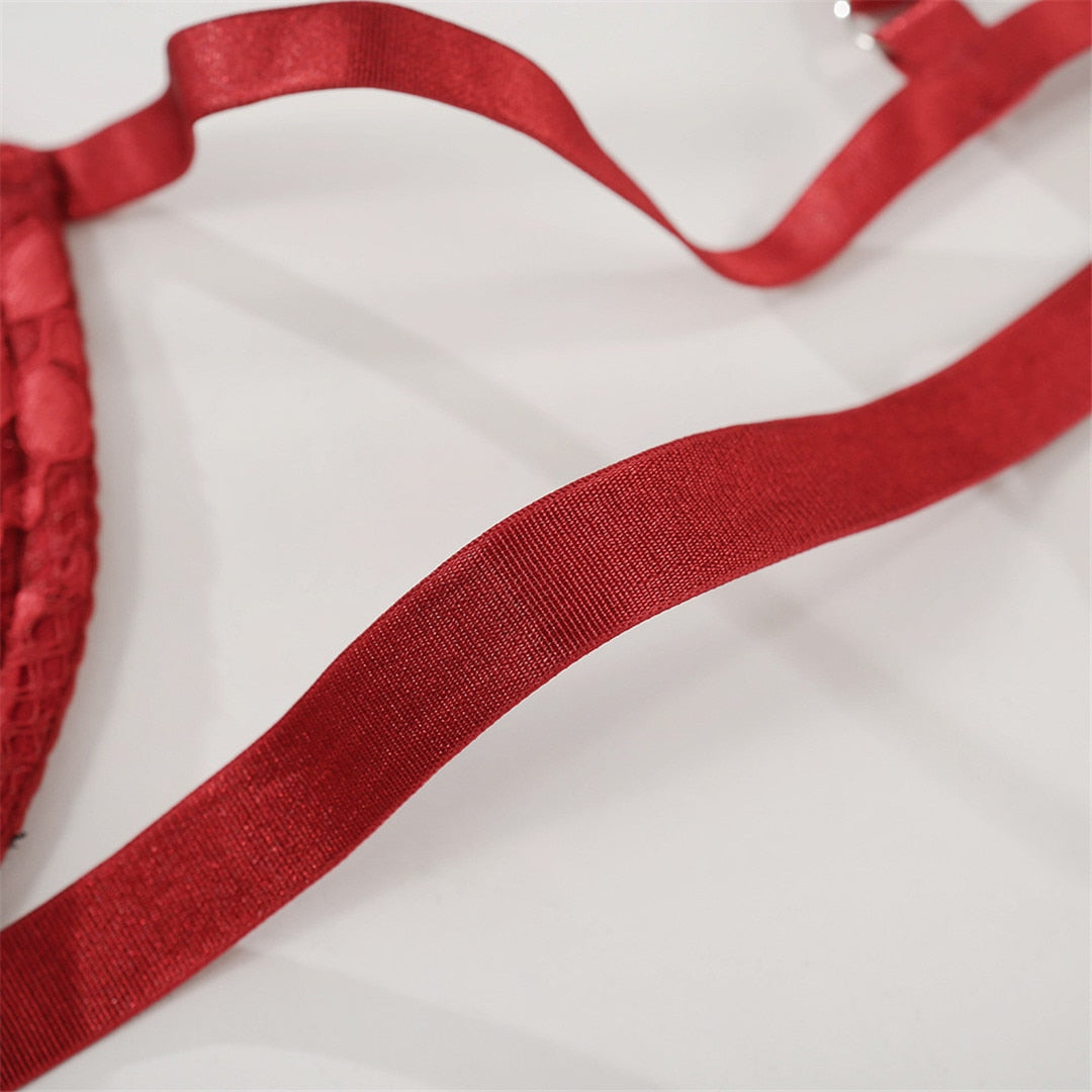 2 Piece Red Floral Embroidery Underwear Bra Panties Lace Lingerie Set Sexy See Through Bra Thong The Clothing Company Sydney