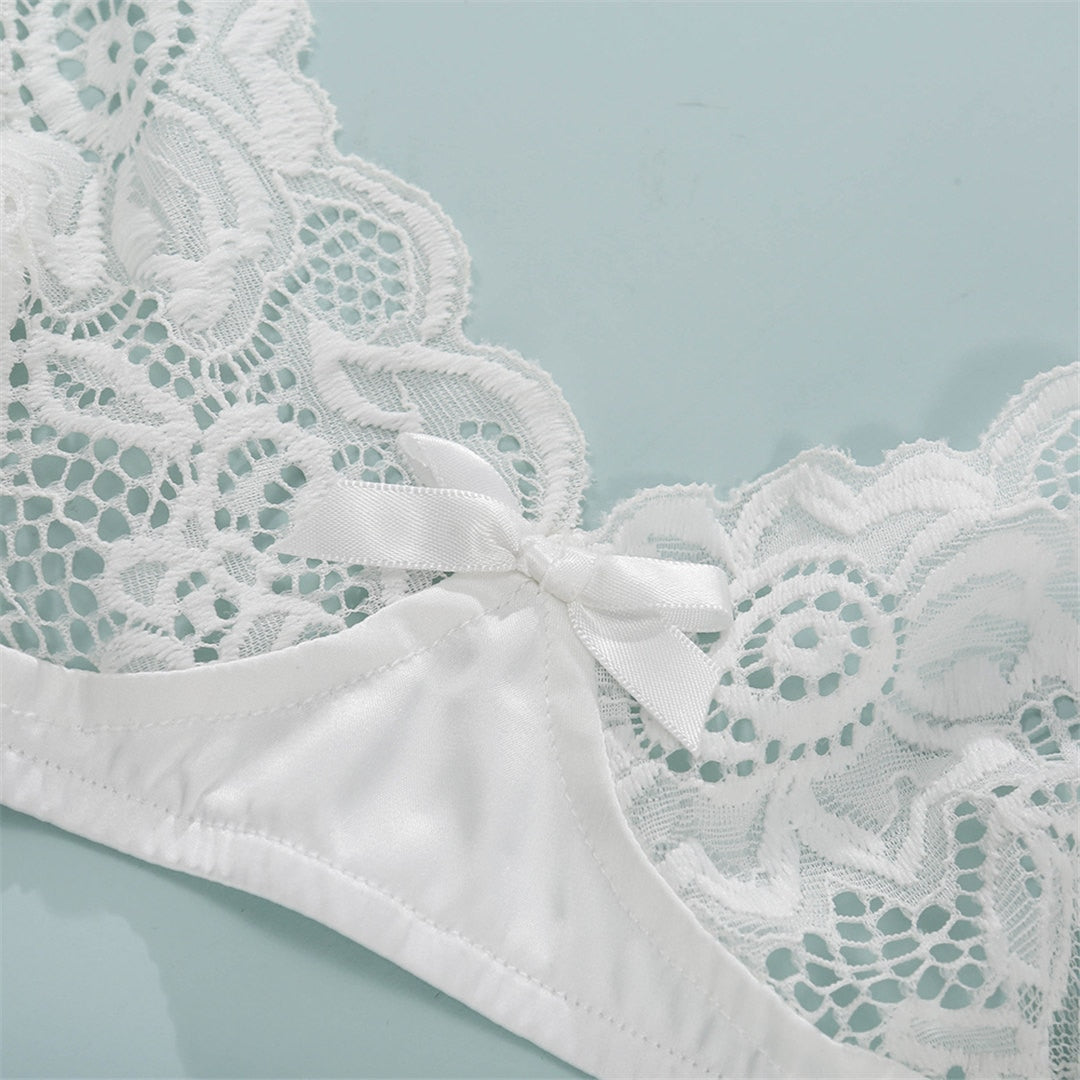 White Lingerie Bra Lace Patchwork Underwear Transparent Push up Bra and Thong Women Sexy Erotic Lingerie Set The Clothing Company Sydney