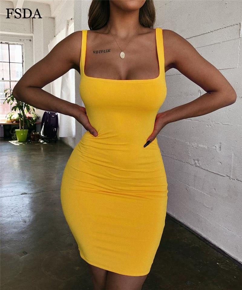 Square Neck Sleeveless Bodycon Mini Basic Summer Black Backless Party Sexy Clubwear Dresses The Clothing Company Sydney