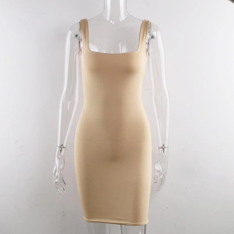 Square Neck Sleeveless Bodycon Mini Basic Summer Black Backless Party Sexy Clubwear Dresses The Clothing Company Sydney
