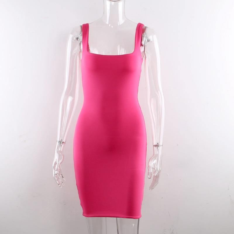Square Neck Sleeveless Bodycon Mini Basic Summer Black Backless Party Sexy Clubwear Dresses The Clothing Company Sydney