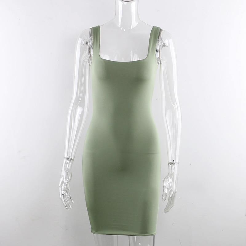 Square Neck Sleeveless Bodycon Mini Basic Summer Black Backless Party Sexy Clubwear Dresses The Clothing Company Sydney