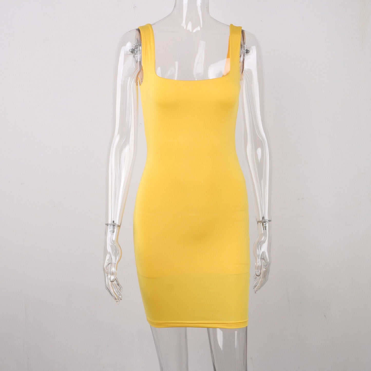 Square Neck Sleeveless Bodycon Mini Basic Summer Black Backless Party Sexy Clubwear Dresses The Clothing Company Sydney