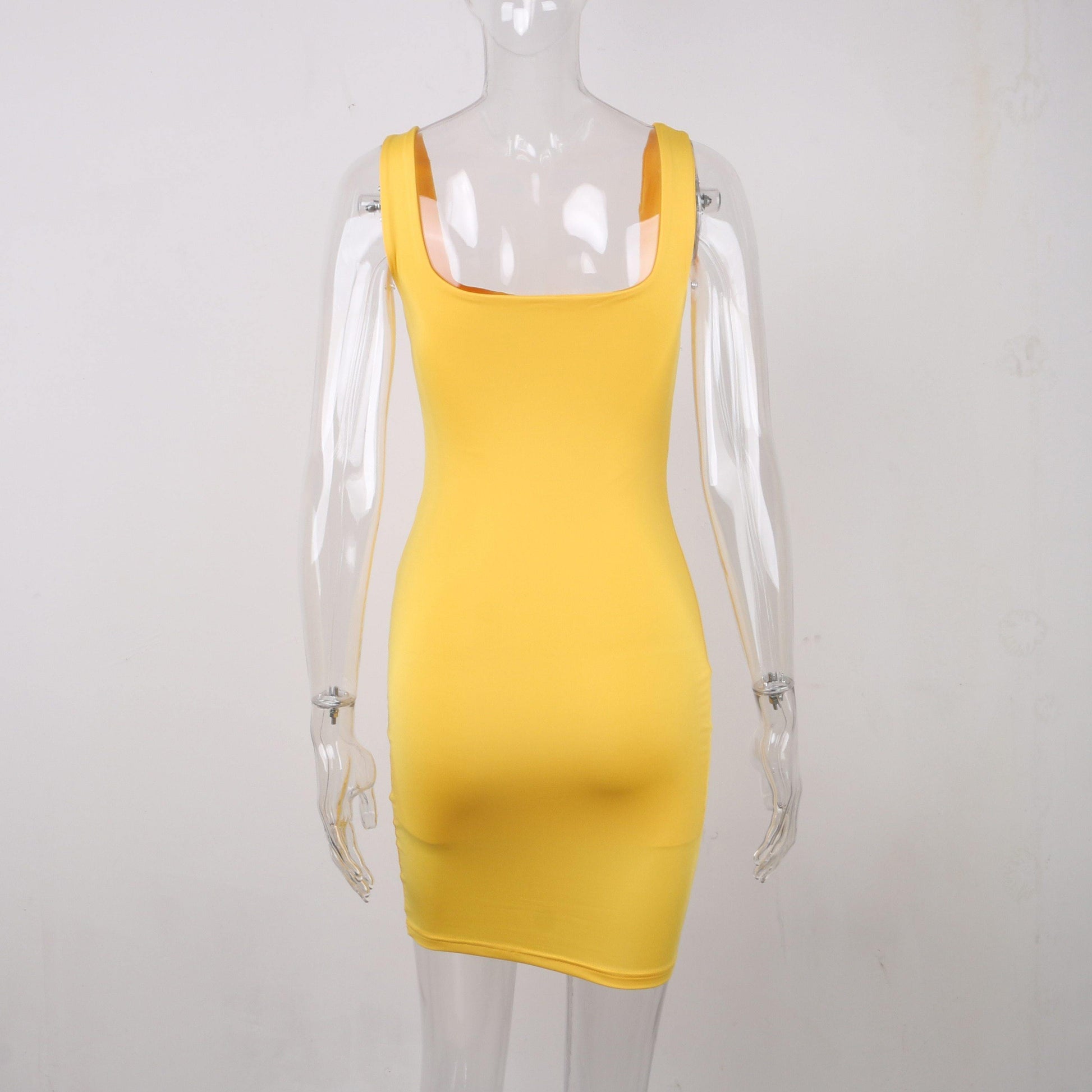 Square Neck Sleeveless Bodycon Mini Basic Summer Black Backless Party Sexy Clubwear Dresses The Clothing Company Sydney