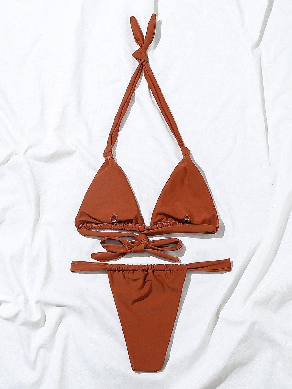 2 Piece Brazilian Micro Swimsuit Mini Thong Bikinis Set Beachwear Halter Top Swimwear Swimming Wear for Bathing Suit The Clothing Company Sydney