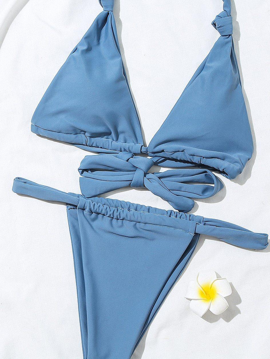 2 Piece Brazilian Micro Swimsuit Mini Thong Bikinis Set Beachwear Halter Top Swimwear Swimming Wear for Bathing Suit The Clothing Company Sydney